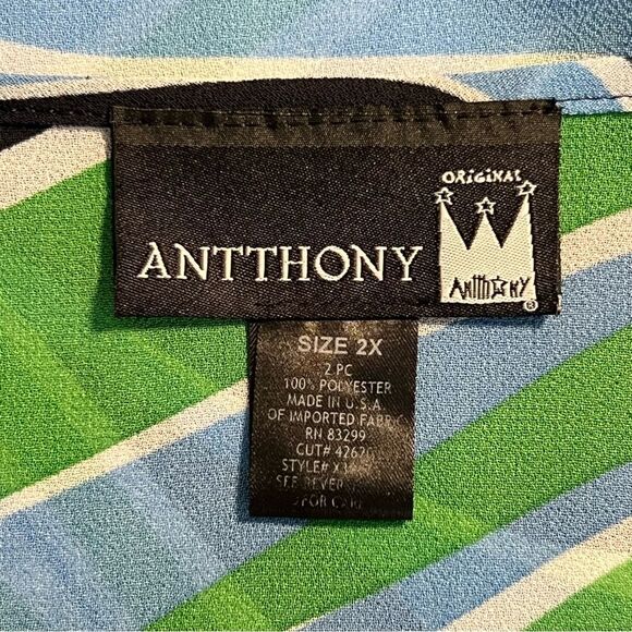 Anthony Originals Womens Oversized Kaftan Top Size 2X Loose Mature Flowy Artsy - Picture 6 of 6